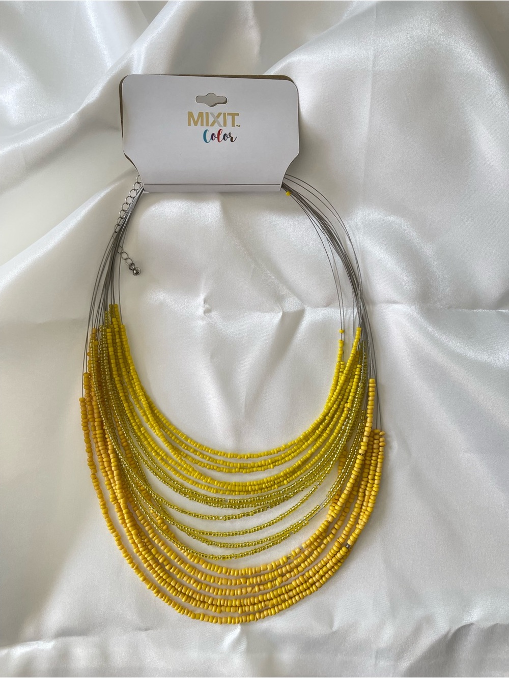 Mixit Yellow Multi-Strand Seed Bead Statement Necklace